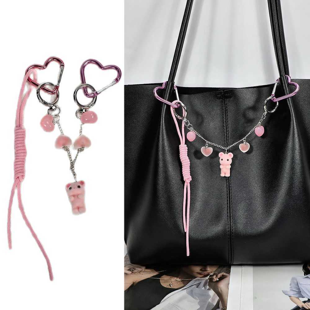 2024 New Korean Fashion Sweet Pearl Bow Keychain Heart Pendant Keyring Y2K Ins Aesthetic Holder For Girl Bag Pendant Accessories XJ250607