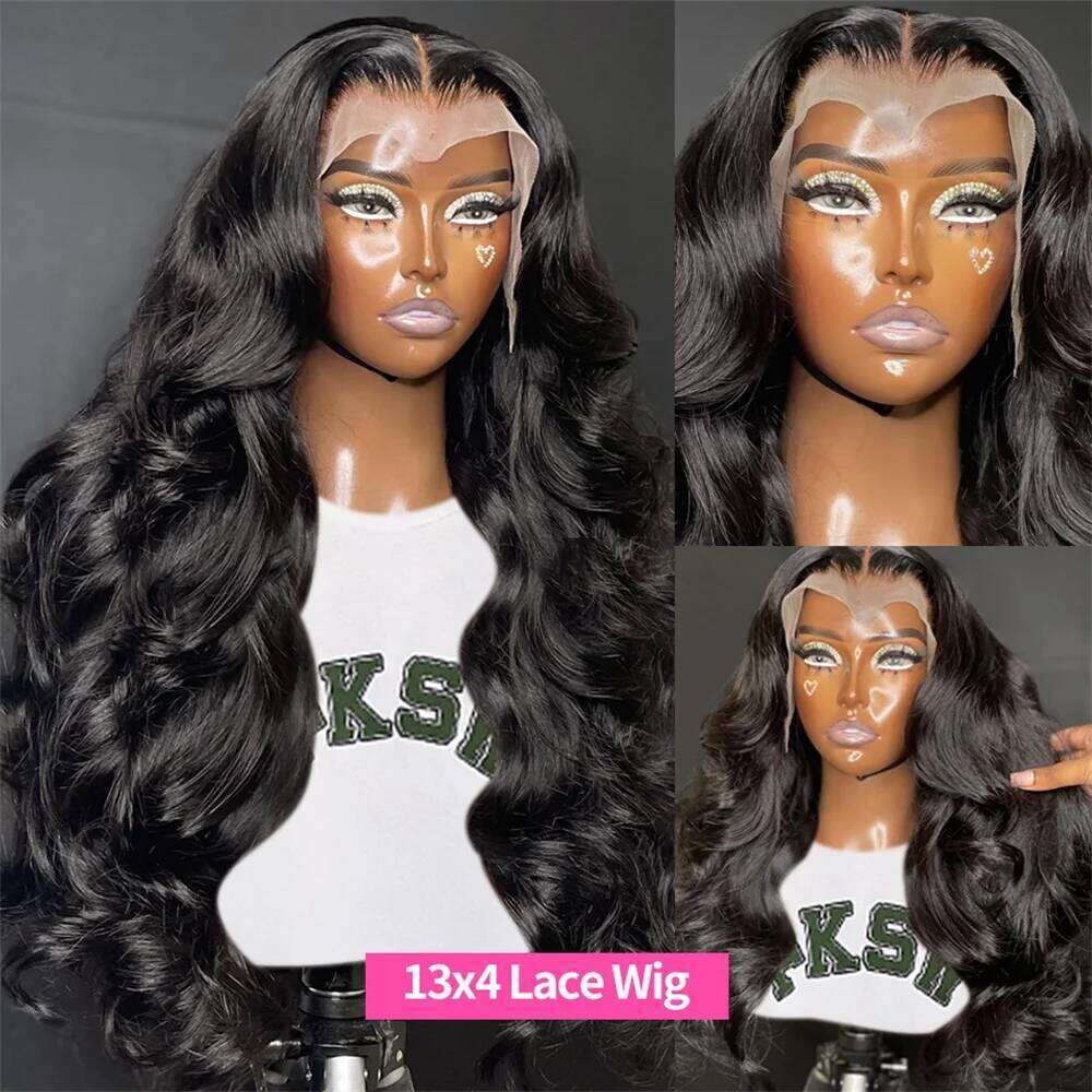 NAMM Brazilian 180 Density Body Wave 13X4 13x6 HD Transparent Front Human Hair Wigs For Women 32 34 Inch 360 Full Lace Wig