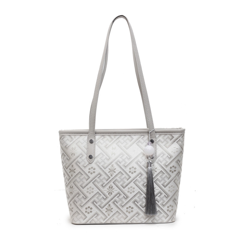 Luxury Brand Designer Bag Wanji Pattern Handheld Tote Bag 2025 New Ethnic Style Commuter Large Bag Light Luxury Fashion Large Capacity Single Shoulder