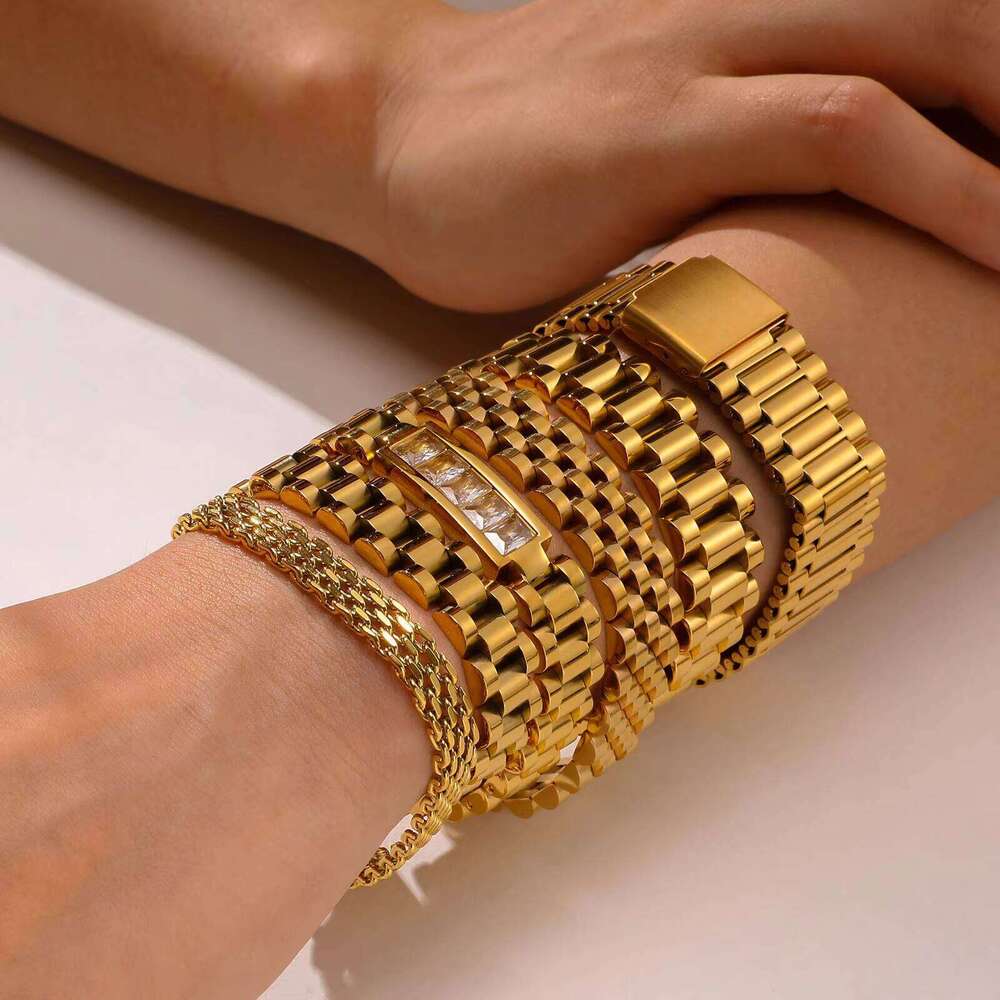 fashion Multi-style Non-shine Gold Plated Stainless Steel Watch Band Strap