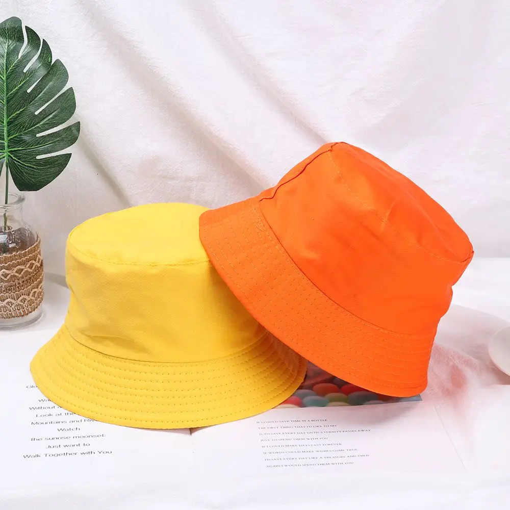 Cotton Summer Foldable Bucket Hat Unisex Women Outdoor Sunscreen Hat Pure Color Fishing Hunting Cap Men Basin Chapeau Beach Cap 250605