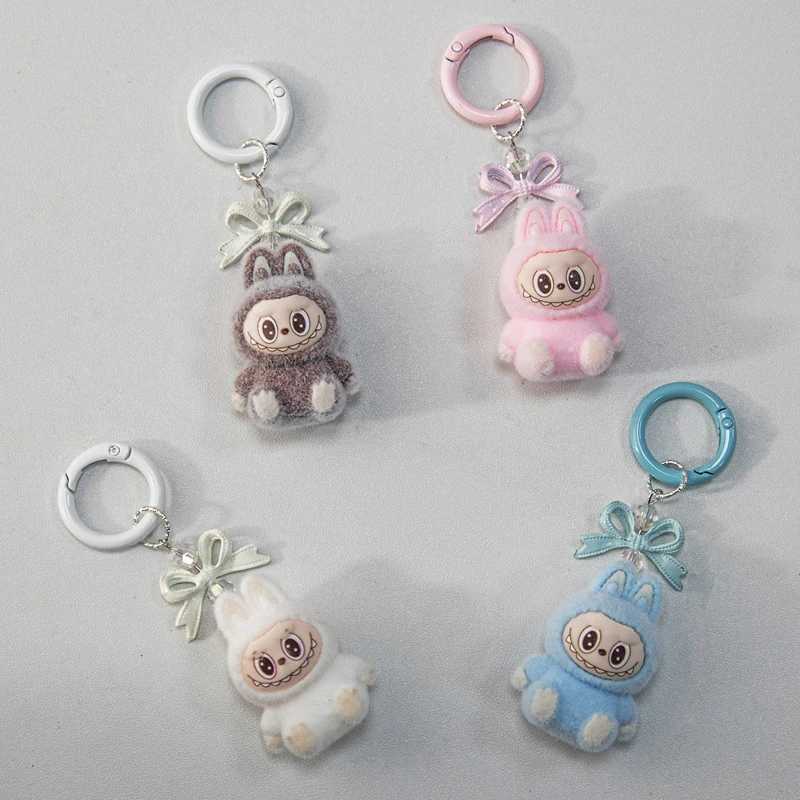 Cartoon Mini Labubu Keychain Kawaii Keyring for Bags Phone Hanging Pendant Charm Cartoon Plush Doll Key Chain Gift XJ250607