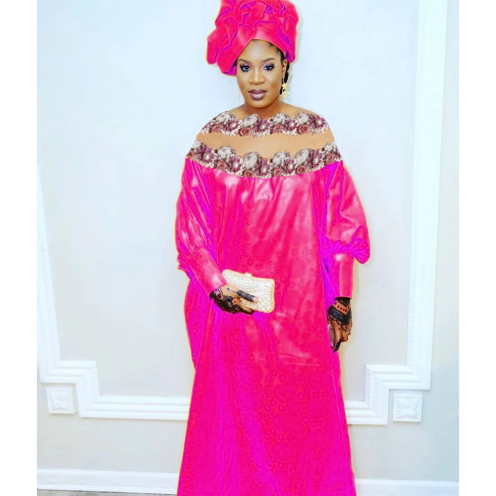 African Long Dresses For Wedding Party Clothing Top Quality Turkey Traditional Basin Riche Max Size Dashiki Robe With Headscarf 250603