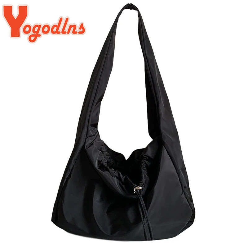Yogodlns Large Capcaity Nylon Shoulder Bag Female Travel Light Tote Bag Casual Solid Color Crossbody Bag Hobo Bag Purse 250606