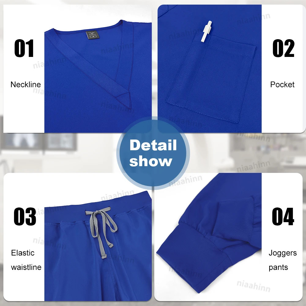 Scrubs Men Women Wholesale Uniforms Jogger Set Nurses Accessories Dental Clinic Pet Grooming Scrub Top Pants Sets 250603