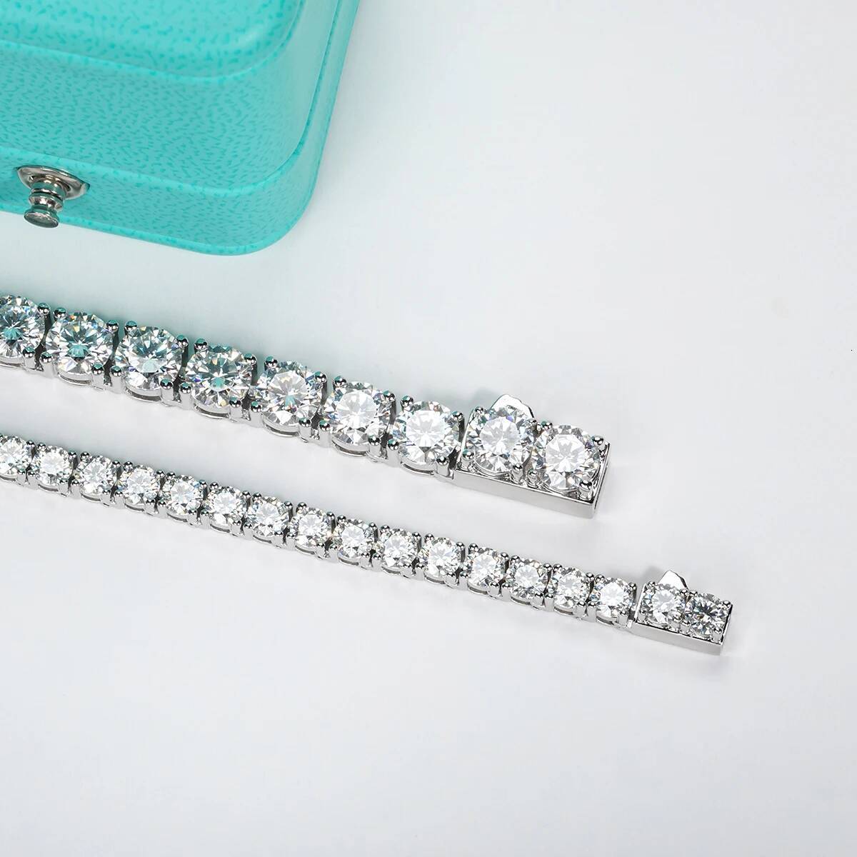 AnuJewe 6.5mm 66cttw D Color Moissanite Dia Tennis Chain Necklace Sterling Sier Gold Plated Neckalces Jewelry