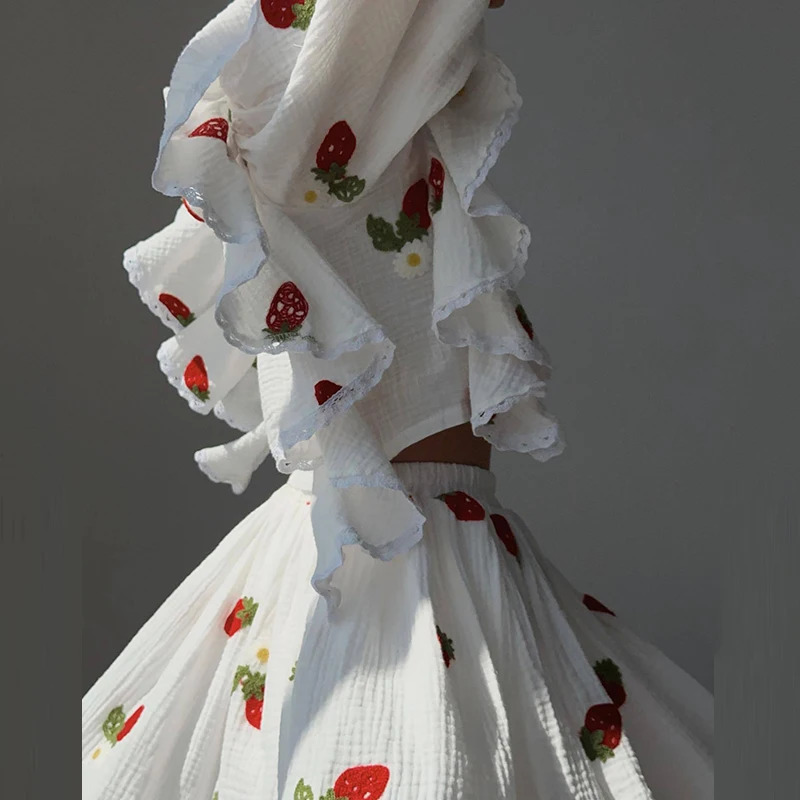 Spring Cotton and Linen Skirts Sets Summer V-Neck Single Breasted Tops and Mini Skirt Two Piece Sets Ladies Lovely Sweet Suits 250606