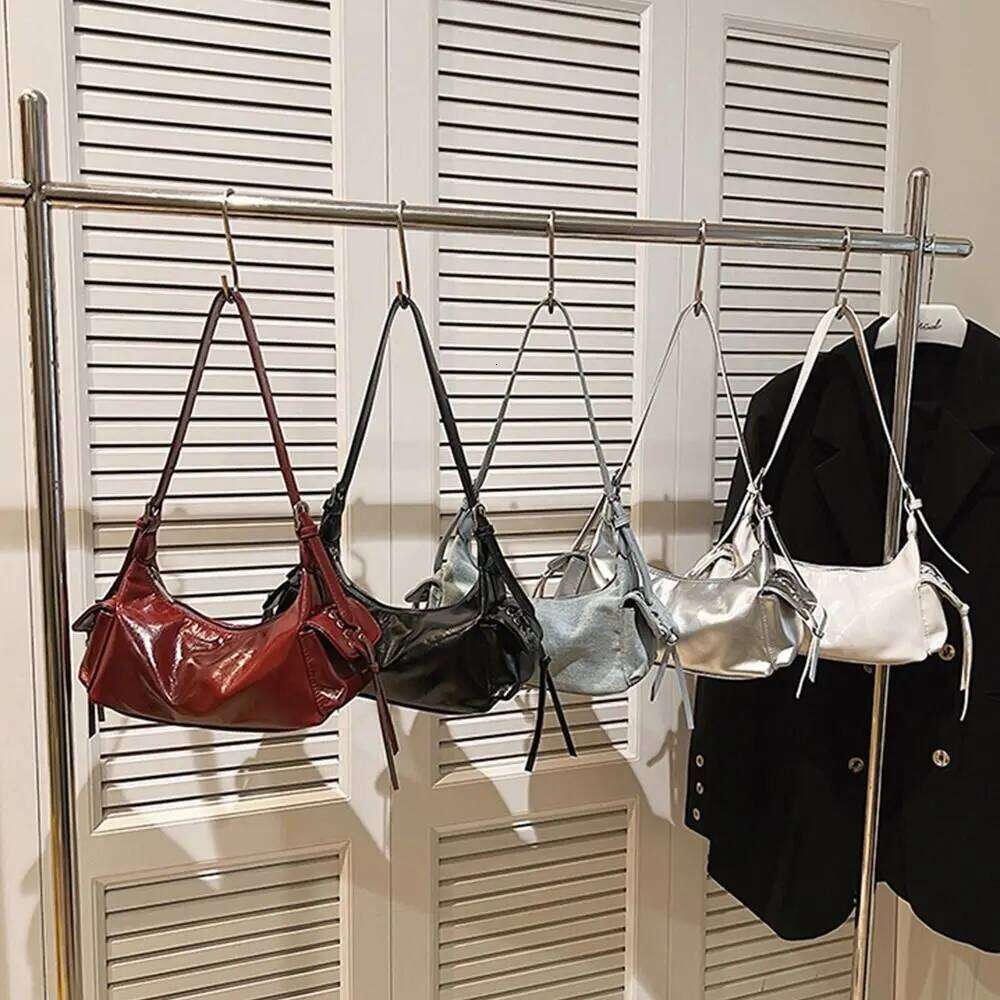 Creative Gift Large Capacity Shoulder Bag PU Y2K Handbag Haruku Sier Color Clutch Purse Shopping