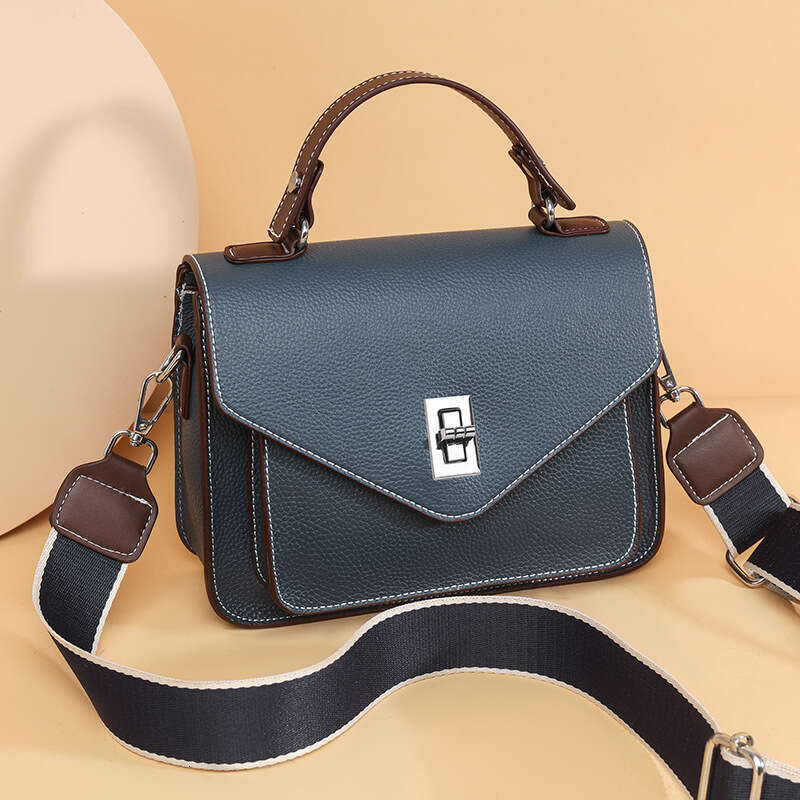 Genuine Leather Elegant Women's Versatile Handbag New Ladies Commuter Messenger French Style Crossbody Small Square Bag