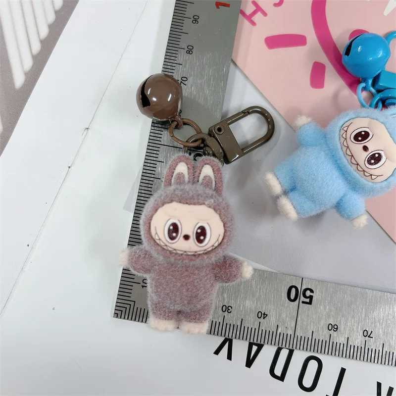 Kawaii Labubu Keychain with Bow Car Hanging Pendant Decor Cartoon Backpack Hanging Keychain Charms Keyrings Gift for Student Kid XJ250607