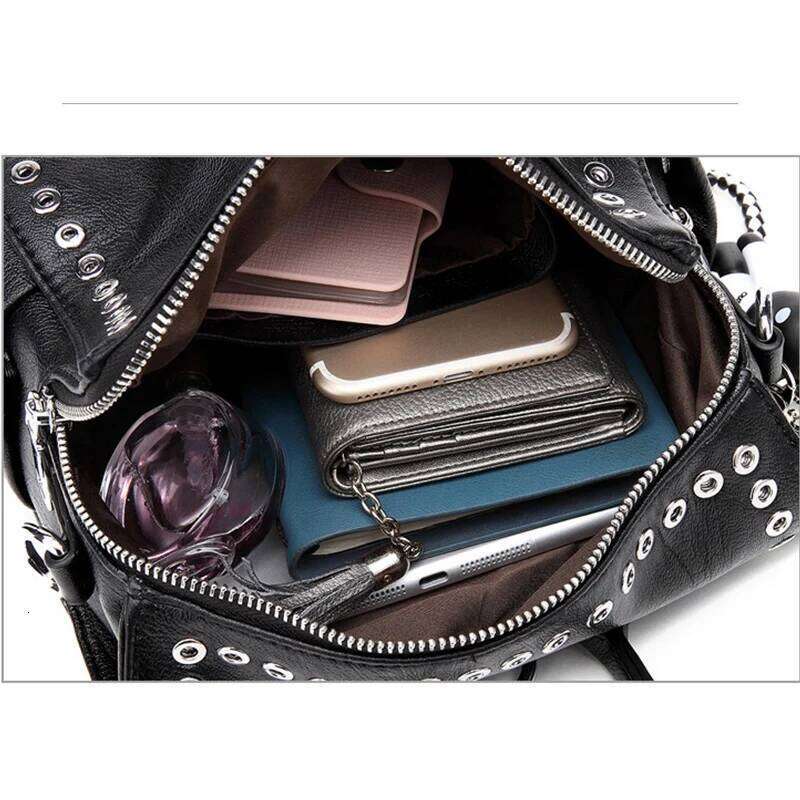 Designer Bag Women Genuine Leather Backpack Rivet Multifunctional Shoulder Female Daily Travel Bag Girls Fashion Schoolbag Mochila