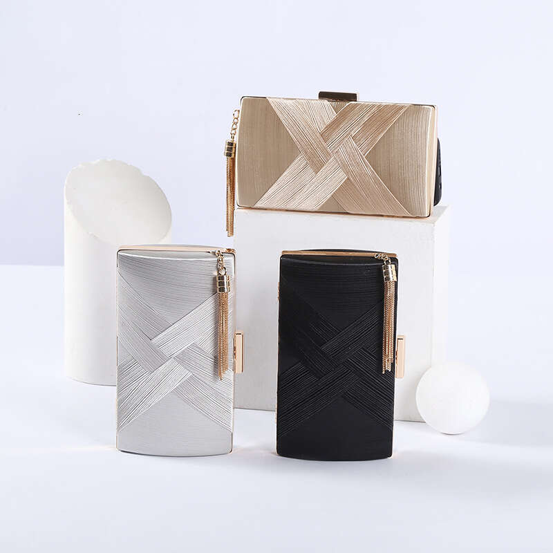 Silky Satin Woven Tassel Evening Clutch Women Chain Banquet Bag Stylish Handbag for Girls GUHUISHU
