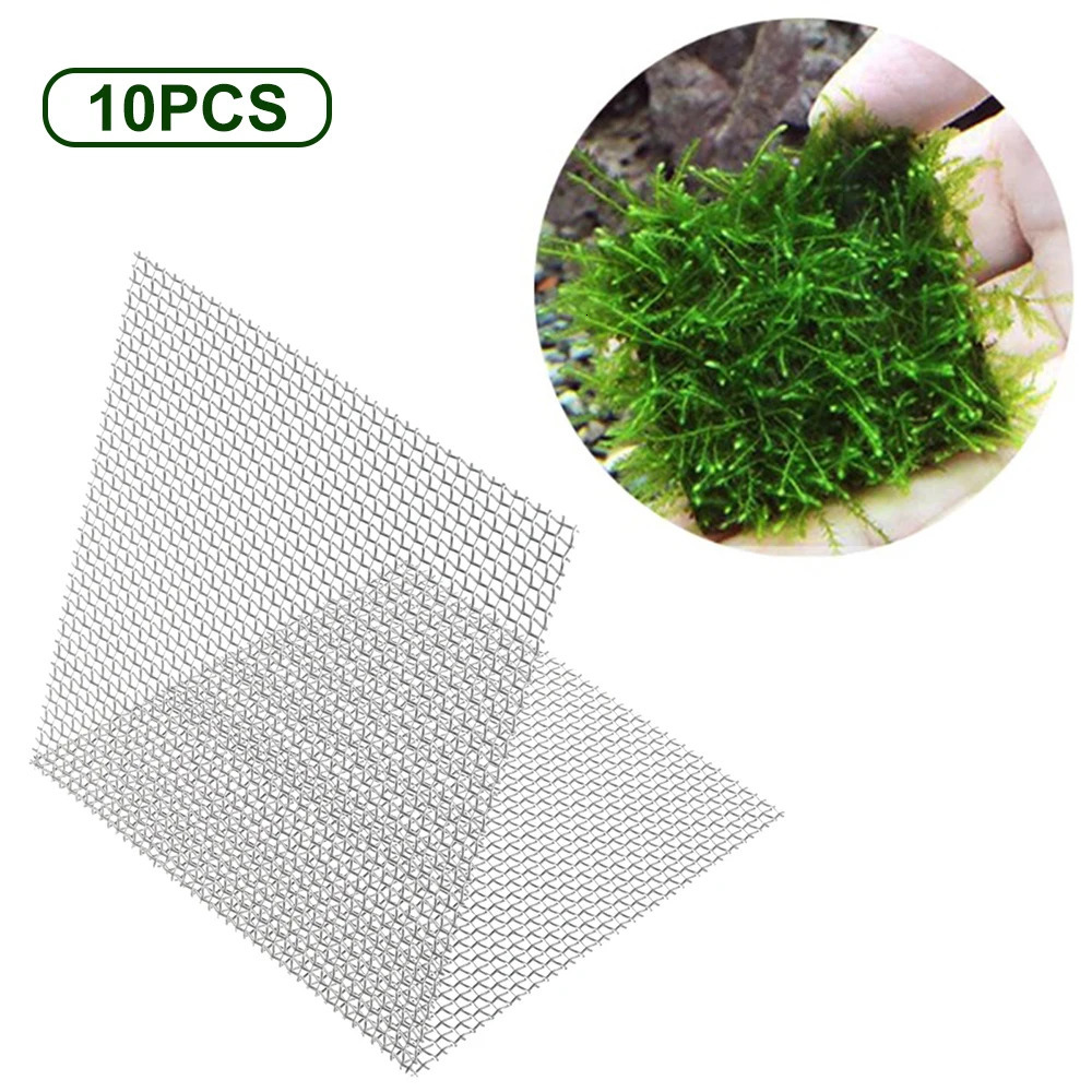 10PCS Aquarium Stainless Steel Wire Mesh Pad Moss Water Grass Fixed Landscape Decoration Fish Tank Stainless Steel Wire Mesh Pad 250604