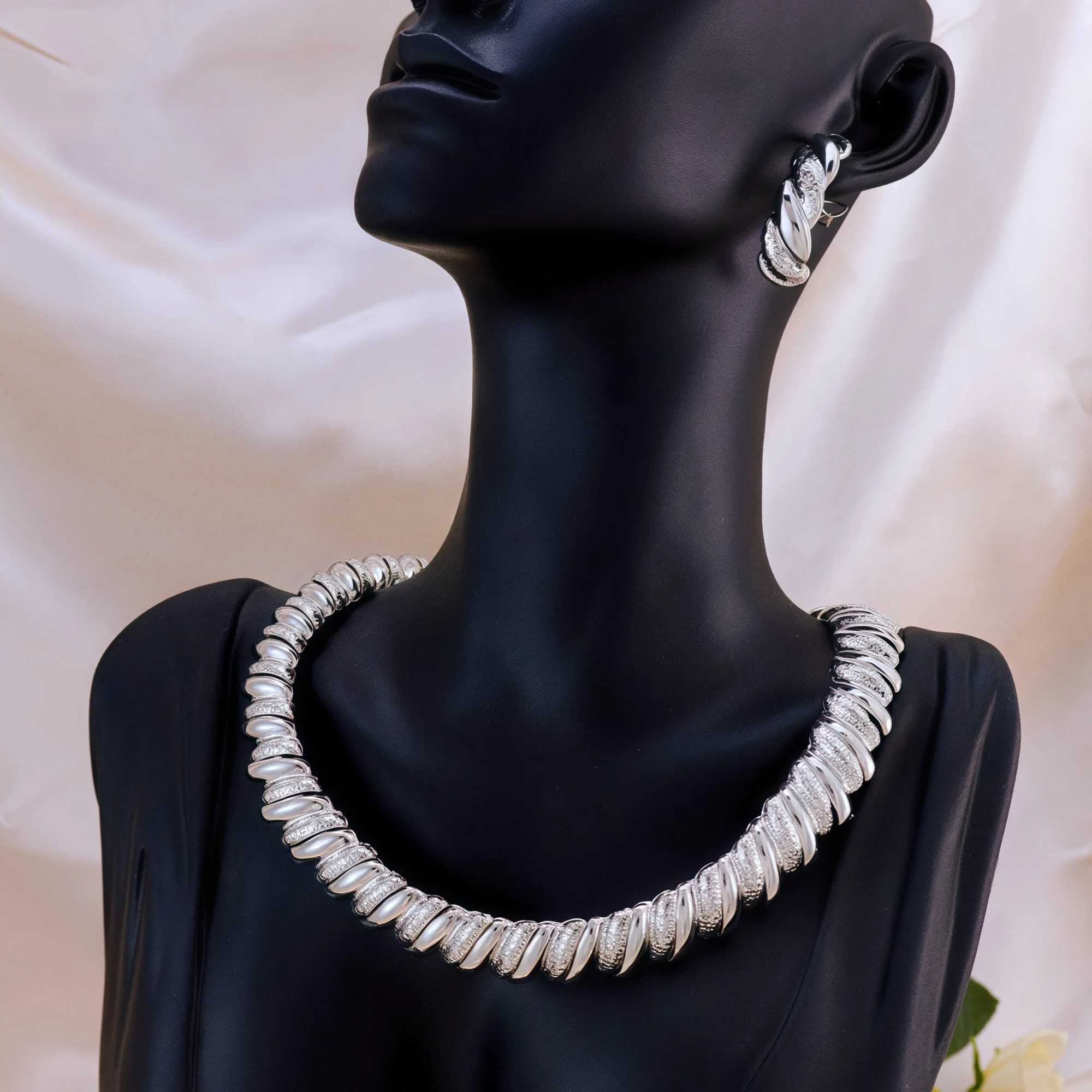 5pcs Golden Vintage Necklace Earrings And Ring A Jewelry Set For Womens Wedding Brides Z250607