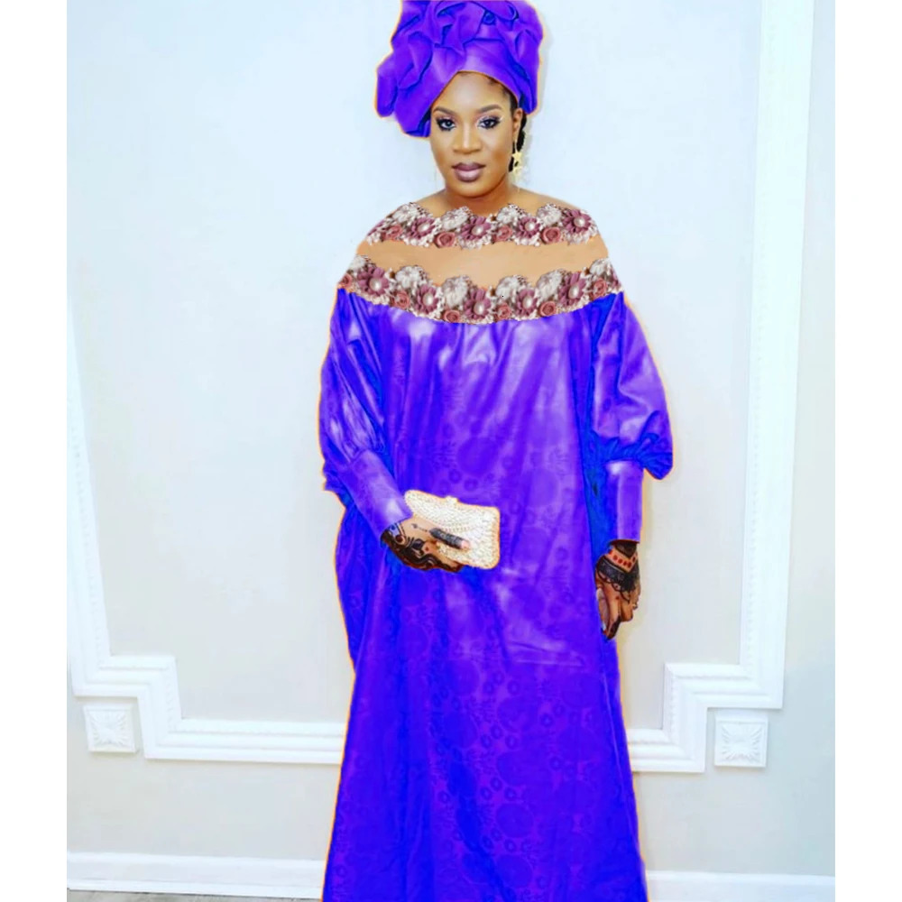 African Long Dresses For Wedding Party Clothing Top Quality Turkey Traditional Basin Riche Max Size Dashiki Robe With Headscarf 250603