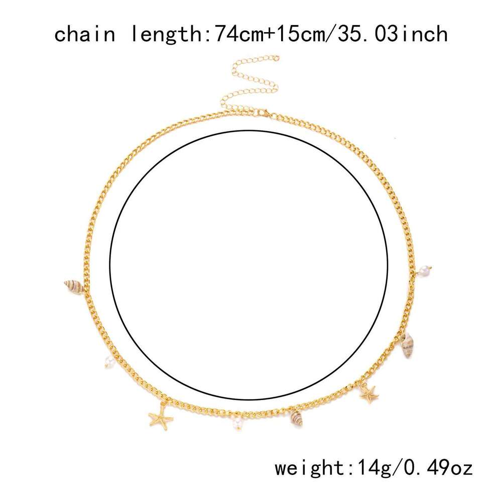 Bohemian Summer Beach Shell Waist Chain for Women, Imitation Pearl Starfish Conch Pendant Body Chain, Fashion Jewelry Gift