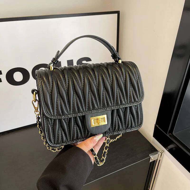 High End Pleated Shoulder Elegant Chain Crossbody Bag, Trendy Versatile, Niche And Simple Handbag Under The Armpit