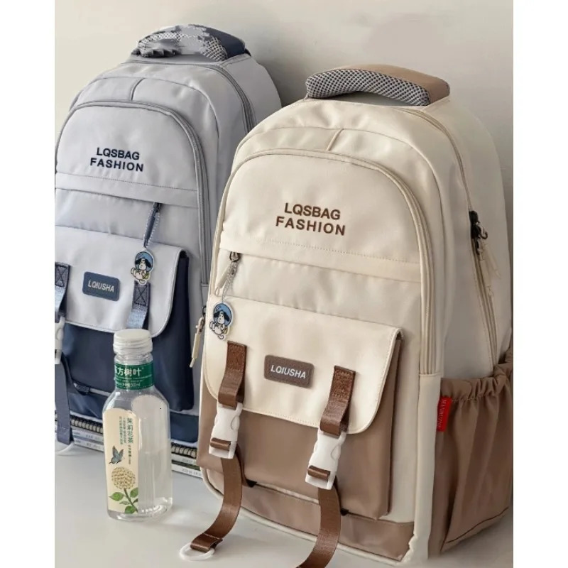 The college style soft girl color schoolbag Korean version simple letter backpack for primary and secondary school students 250605