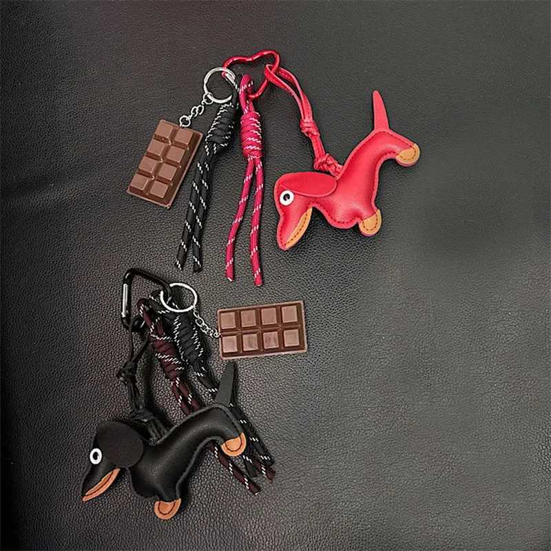 Vintage Maillard Color Cute Sausage Dog Bag Pendant Bow Bag Premium Accessories Hanging Rope XJ250607
