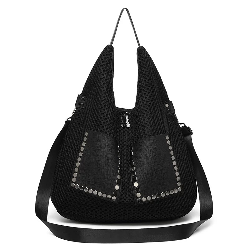 Elegant and Practical: Luxury Mesh Stitched Leather Cross-body Handbag Ideal for Daily Wear