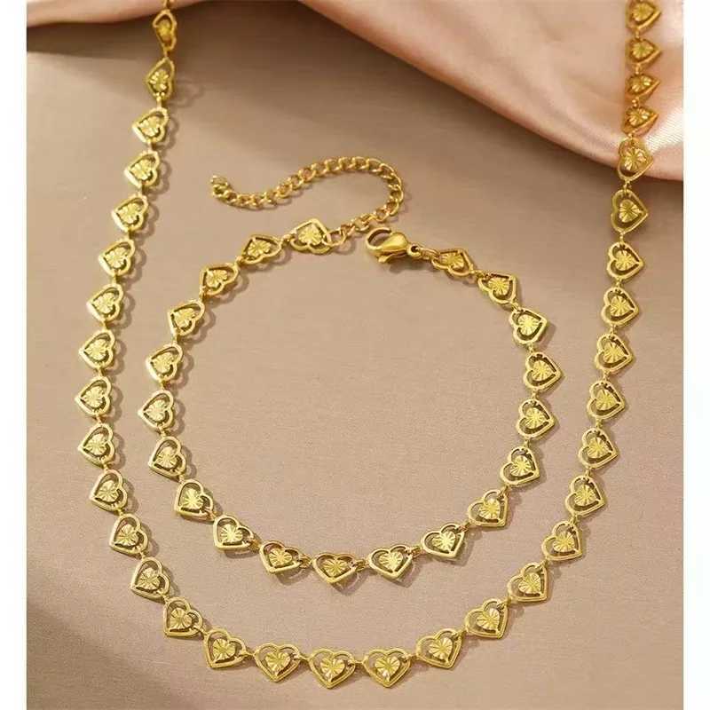 EILIECK 316L Stainless Steel Creative Heart Necklace Earrings Set Fashion Gold Color Waterproof Jewelry for Women Girl Z250607