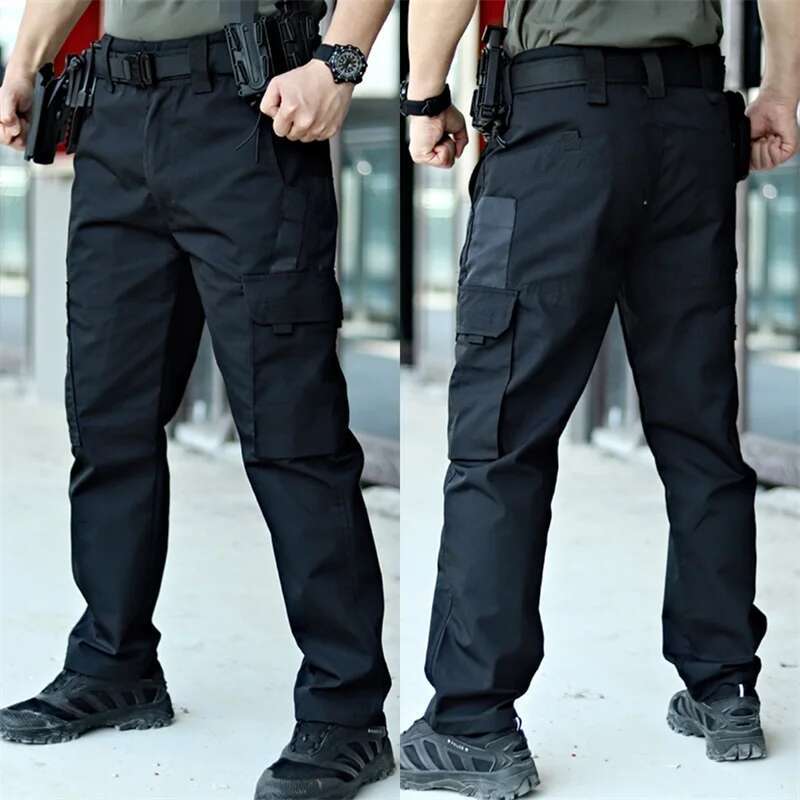 Mens Tactical Cargo Pants Lightweight Elastic Waist Outdoor Work Trousers with Multi-pockets for Hiking and Camping