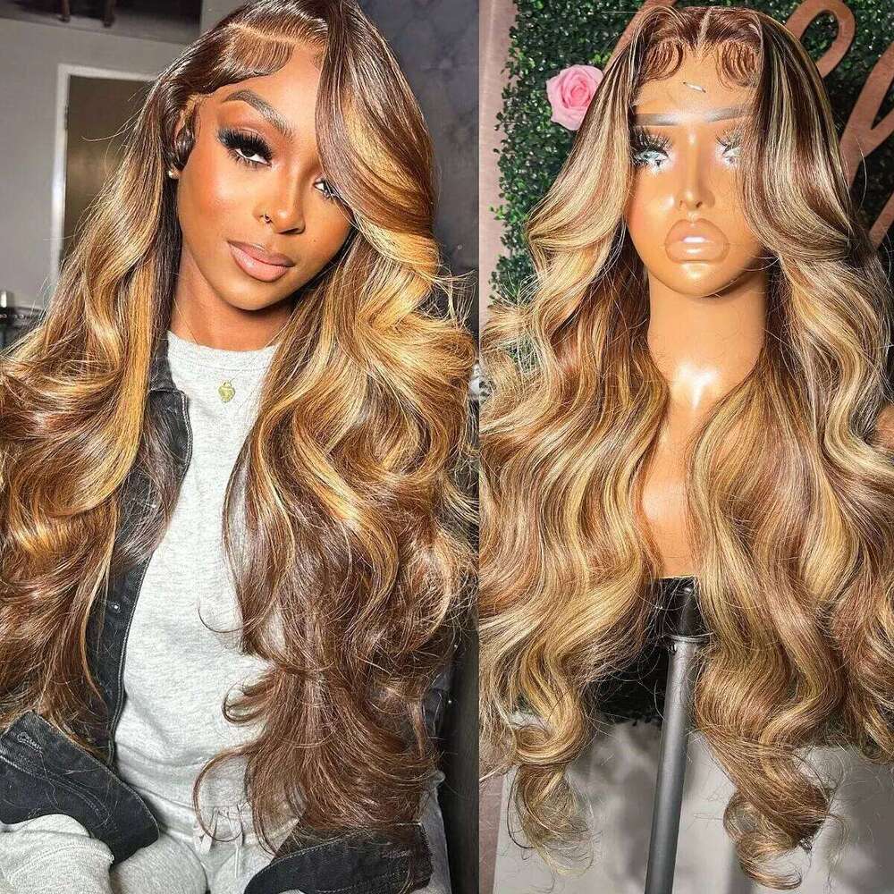 NAMM 13x6 Highlight Frontal Wig Body Wave Ombre Colored Honey Blonde Lace Front Human Hair Wigs For Women Pre Plucked