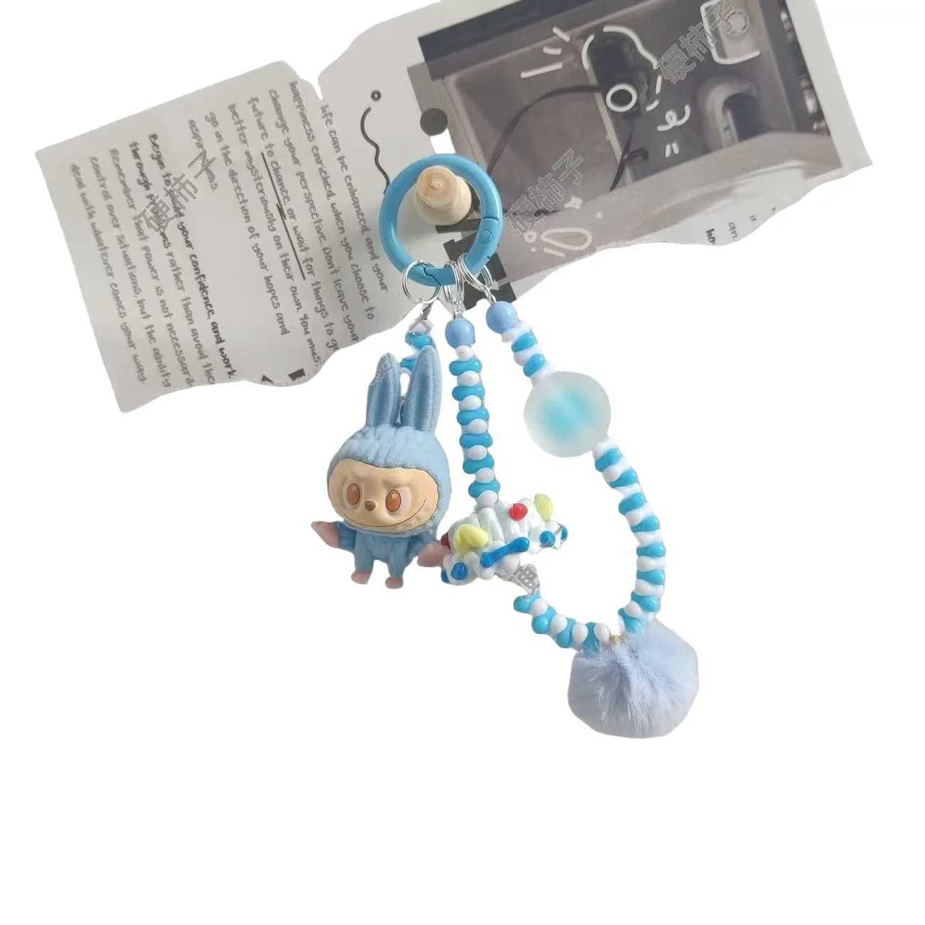 Labubu Yoga Mini Flocking Moe Grain Erchuang Changing Baby DIY Mobile Phone Keychain Pendant Baby Free Bag Accessories XJ250607