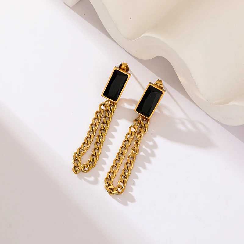 EILIECK 316L Stainless Steel Black Crystal Zircon Necklace Earrings For Women New Trend Gift Waterproof Jewelry Set Z250607