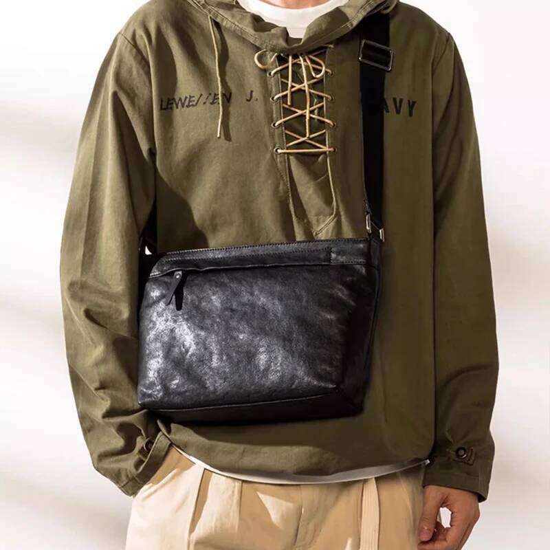 wmnuo New Original Youth Genuine Leather Shoulder Casual Plant Tanned Soft Cowhide Commuting Crossbody Bag Large Capacity