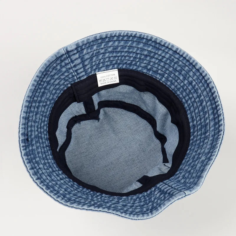 Korean Denim Bucket Hat for Women Vintage Solid Color Fisherman Cap Summer Outdoor Travel Girls Panama Sun Hats 250605