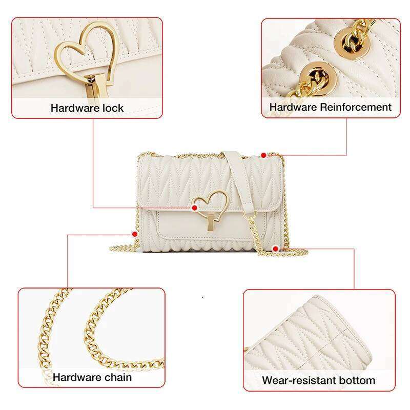 Cowhide Shoulder High Quality Women Small Off White Underarm Design Chain Flap Stylish Lady Love Crossbody Bag
