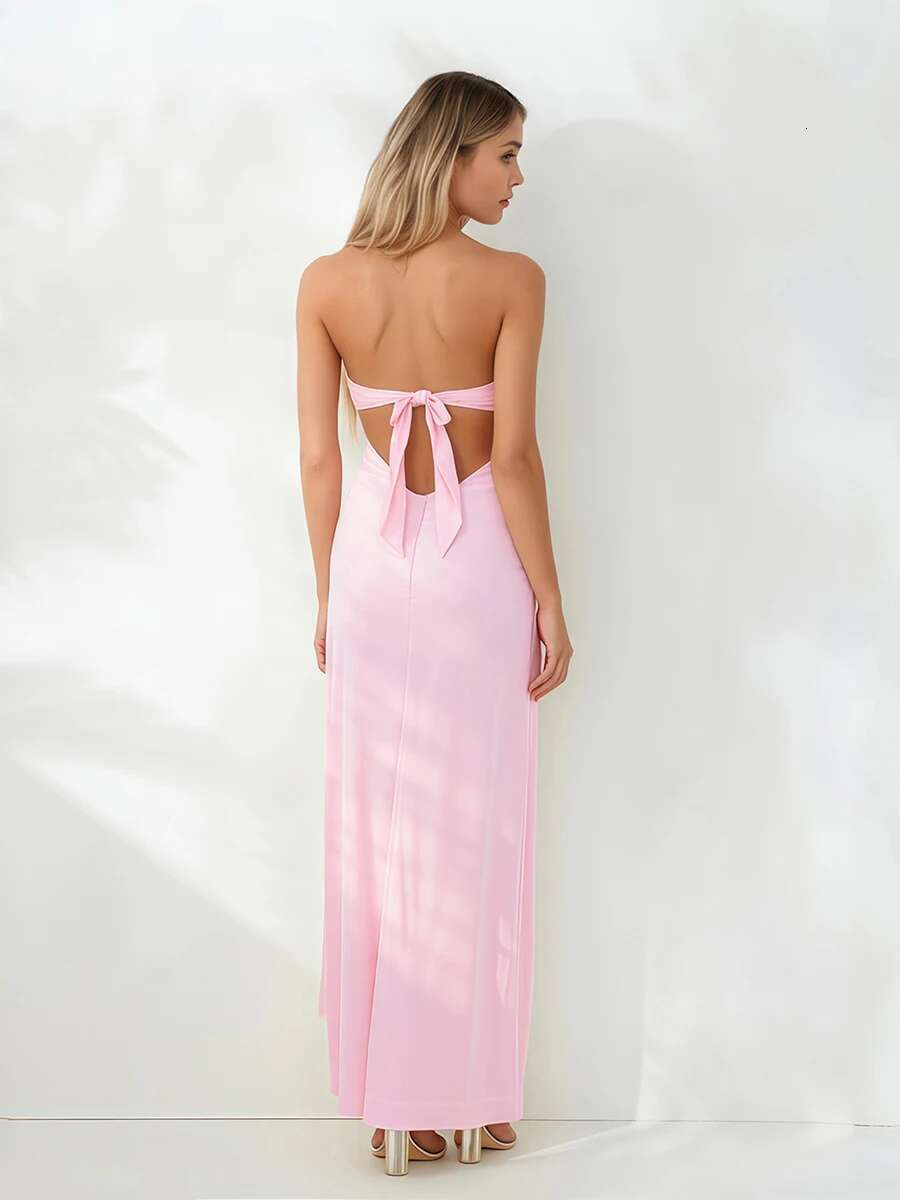 Elegant Off-shoulder Maxi Dress with Lace Detailing and Ruffled Hemline for Womens Summer Wedding Party Outfit