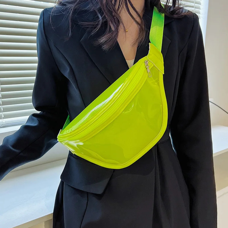 Summer Blue Green PVC Transparent Chest Bag Women Casual Cute Single Shoulder Crossbody Multifunction Fanny Pack 250605