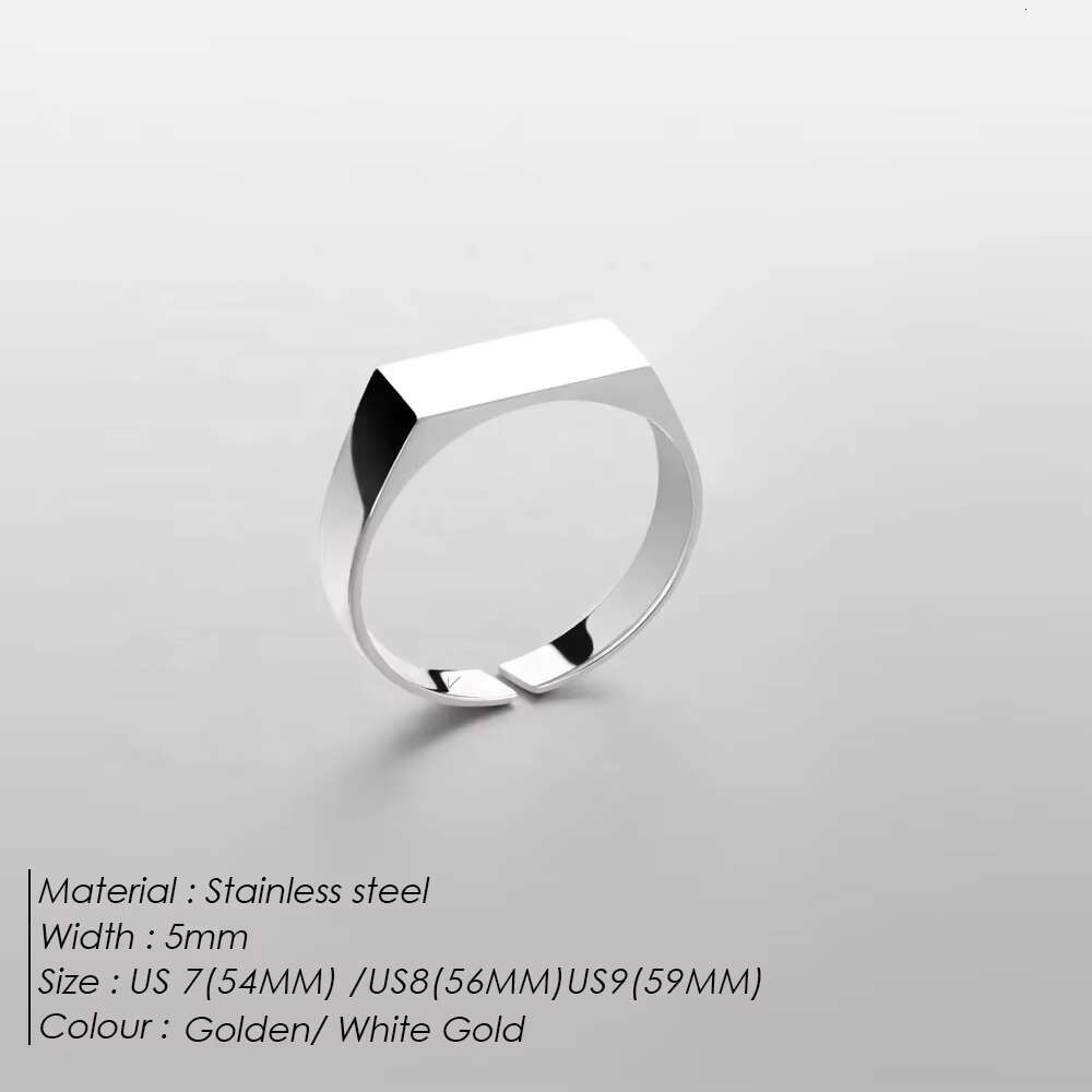 EManco Unisex Size Signet Silver Ring Mens Punk Open Ring Men Wholesale Stainless Steel Fashion 18k Rings MAN007