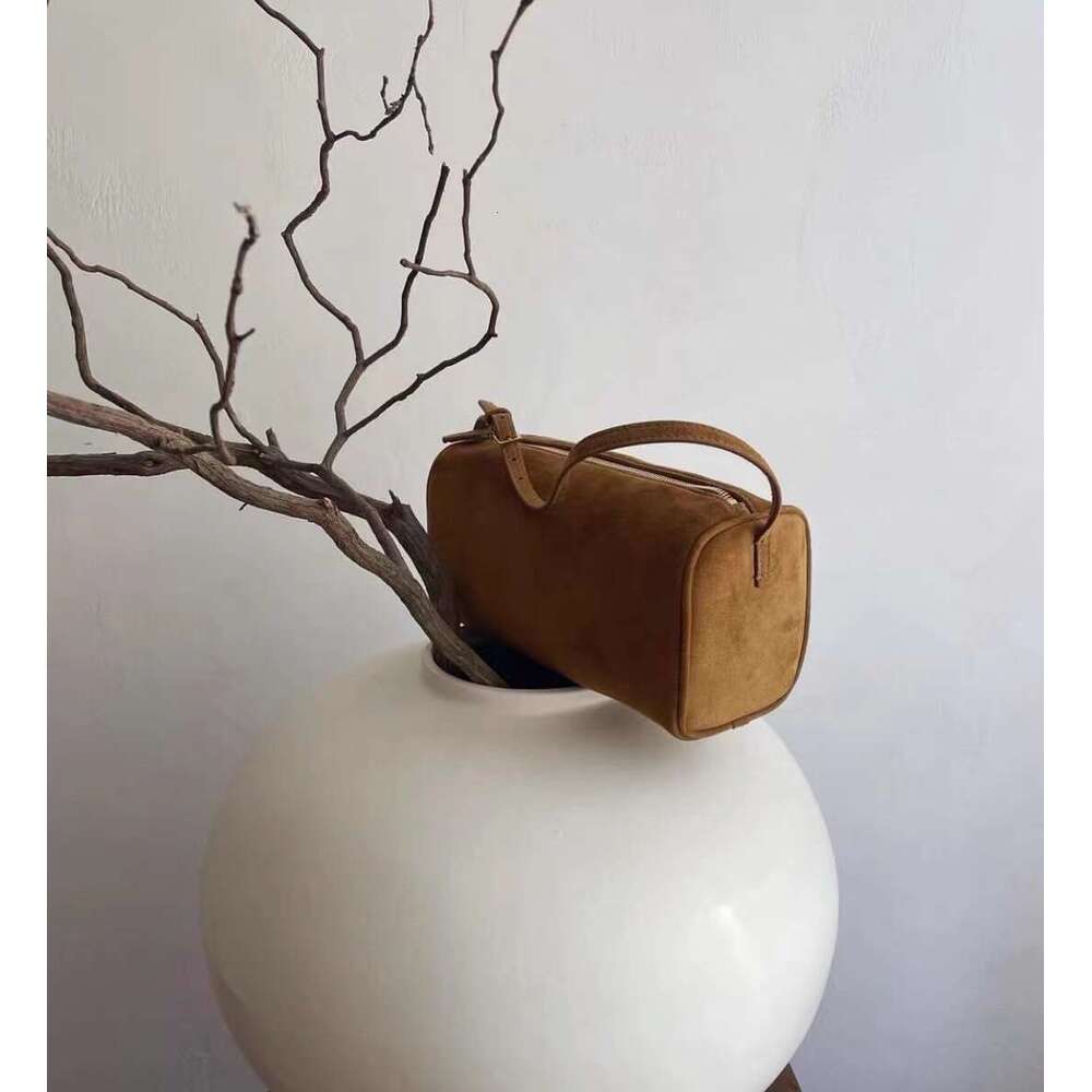 Niche Cowhide Pen Holder Suede Underarm 90s Single Shoulder Mini Genuine Leather Small Square Bag Handbag for Women
