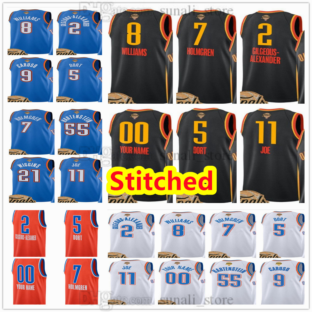Stitched 2025 The Finals Mens Basketball Jerseys 2 Shai Gilgeous-Alexander 8 Jalen Williams 7 Chet Holmgren 5 Luguentz Dort 55 Isaiah Hartenstein 11 Isaiah Joe XS-4XL