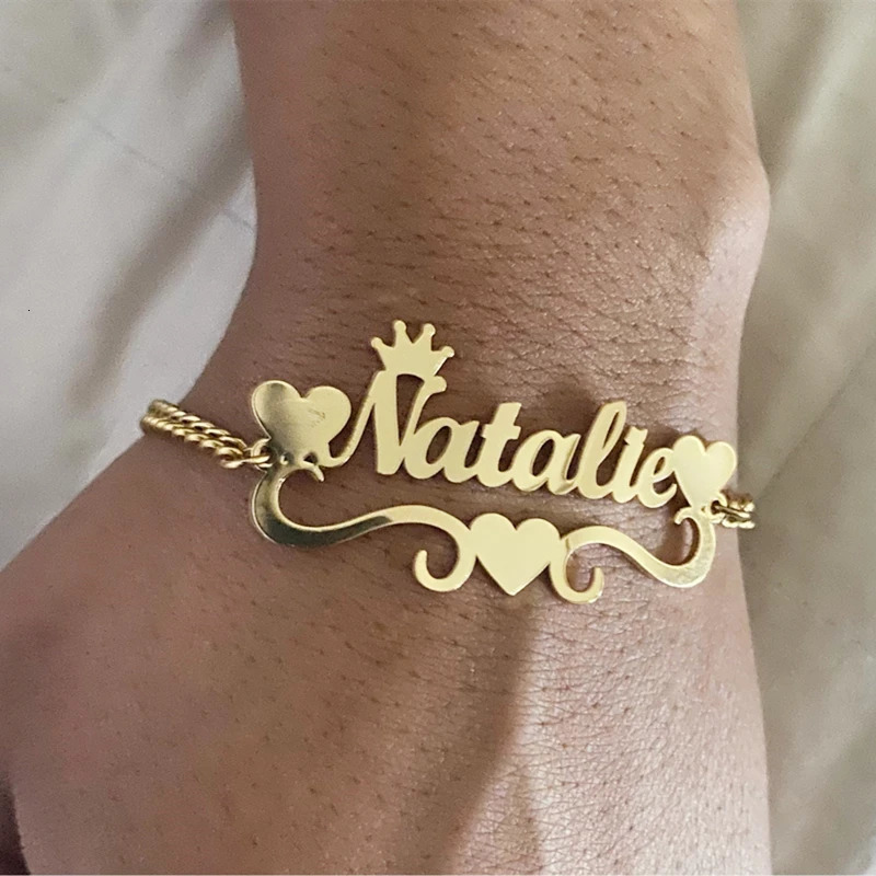 Custom Crown Heart Name Anklet Women Girl Trendy Jewelry Stainless Steel Gold Color Nameplate Ankle Bracelet Gifts For Her 250606
