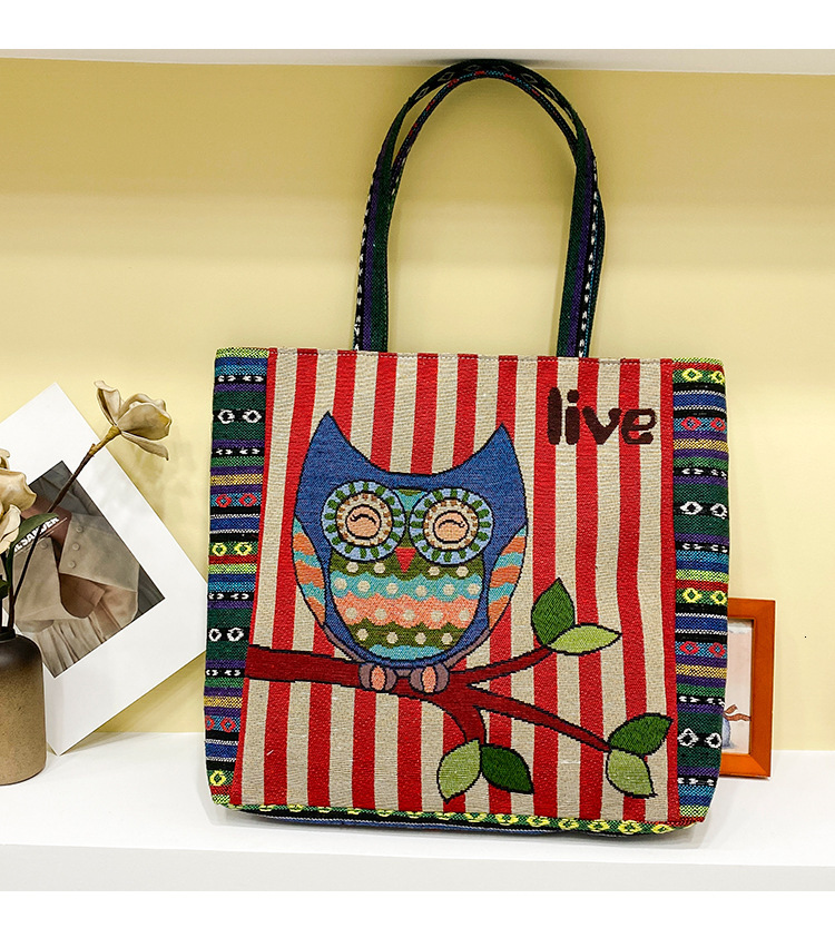 Free Shipping 2025 New Designer Bag Cross-border Large Capacity Women's Handbag Retro Ethnic Style Double-sided Printed Canvas Shoulder Bag Luxur