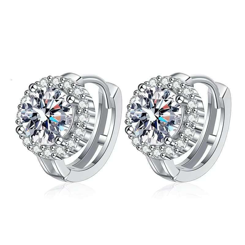 Luxury 925 Sterling Silver Wedding Earrings Fine Jewelry Moissanite Diamond Earrings for Women 1ct D Color Moissanite Wholesale