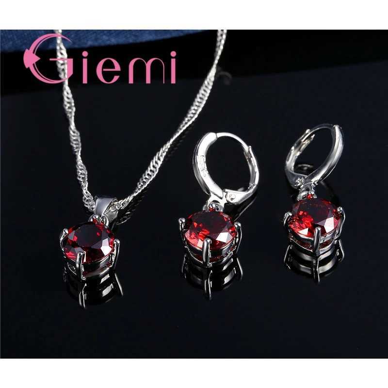 925 Sterling Silver Pendant Necklace Earrings For Women Engagement Fashion Jewelry Set Trendy Austrian Crystal Wholesale Z250607