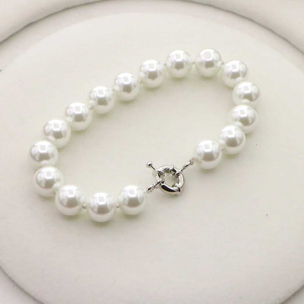 Pearl Necklaces Set for Women Girls 10mm White Round Shell Pearl Beads Necklace Earrings Jewelry Mothers Day Gift Z250607