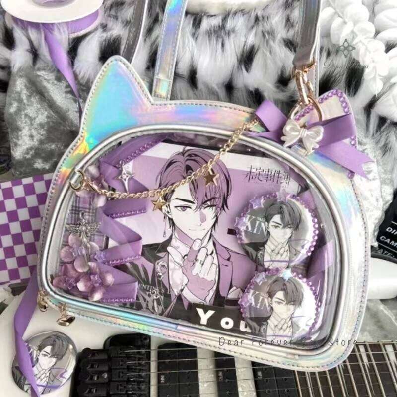 Y2k Cute Sweet Cat Ita Japanese Lolita Transparent Crossbody Kawaii Party Shoulder Badge Display Messenger Bag For Girls