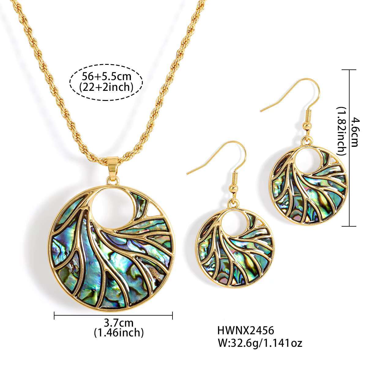 Hawaiian Jewelry Wholesale Hawaiian Jewelry Sets Frederic Sage 14K Abalone Necklace Set Gold Plated