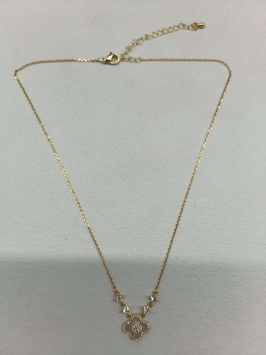 designer jewelry Real Gold Plated Zircon Rhombus Mother-of-Pearl Ins Niche Versatile Clavicle Chain Fashion High-End Sense Necklace for Women with gif