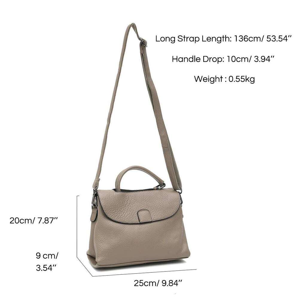 SC Fashion Genuine Leather Handbags For Women Flap Cover Top-Handle Purses Casual Daily Cross Body Shoulder Bags Multi Pockets