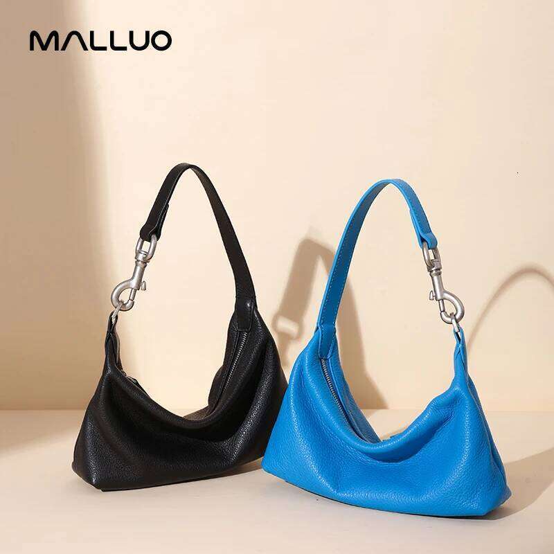 Women's Real Cow Leather Shoulder Bags Ladies Fashion Designer Handbags Female Retro Underarm Cowhide Crossbody Bag New