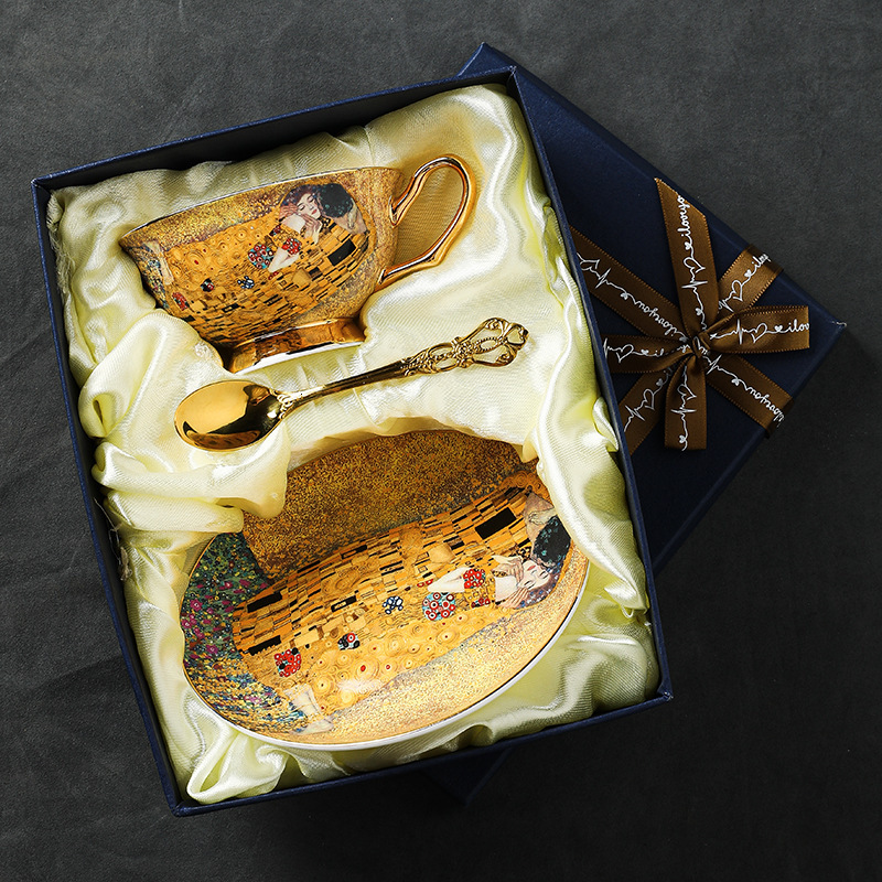 European coffee cup saucer bone China gift box set gift ceramic cup tea set afternoon tea cup