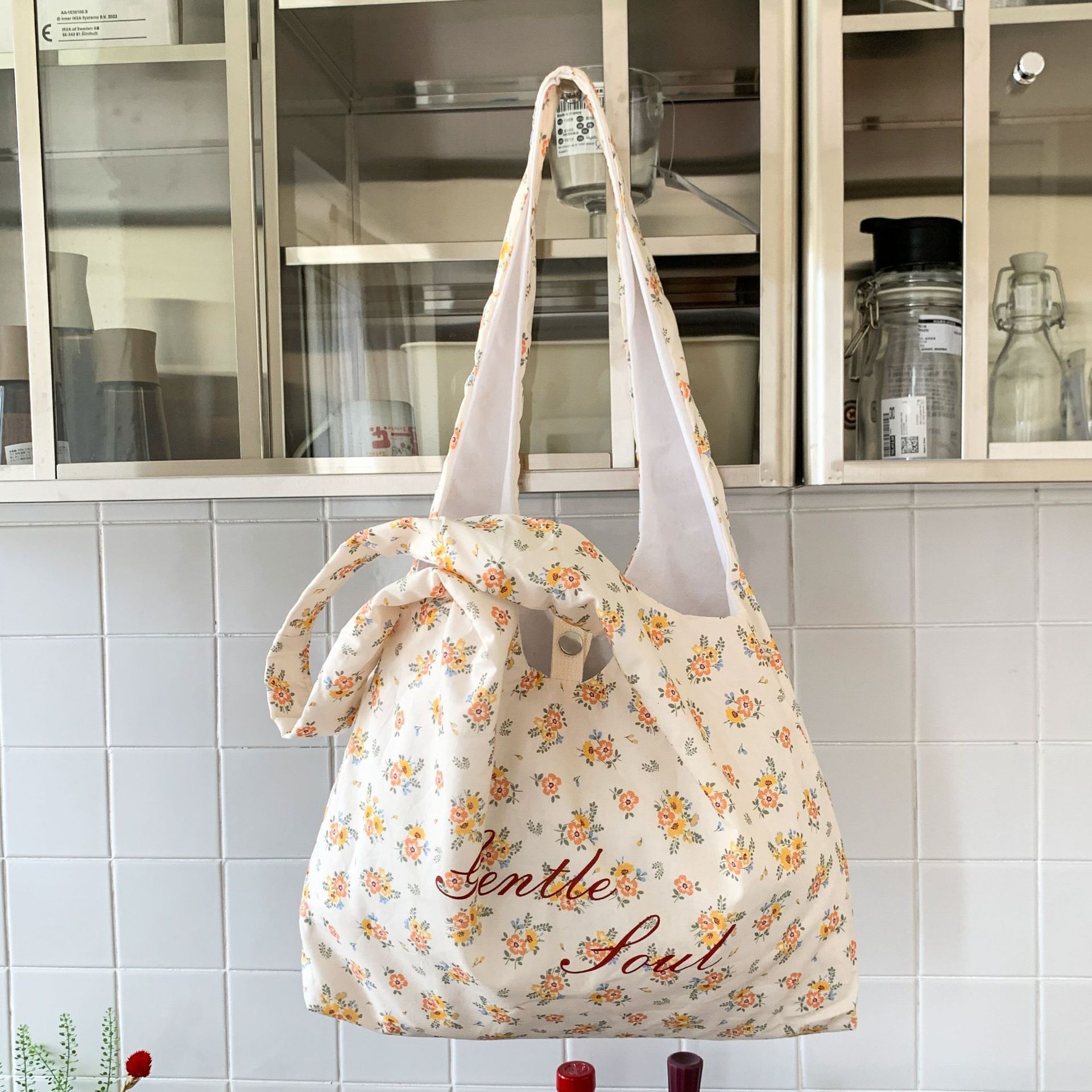 designer Summer Sweet Floral Canvas Underarm Bag for Women Large Capacity Versatile Shoulder Bag 2025 New Simple Tot