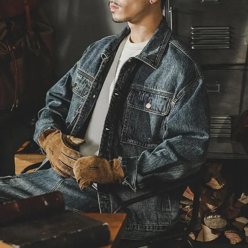 Trendy Loose Denim Jackets Man Cargo Cowboy Coat for Men High Quality Clothing Aesthetic Menswear Vintage Lxury Worn 250530